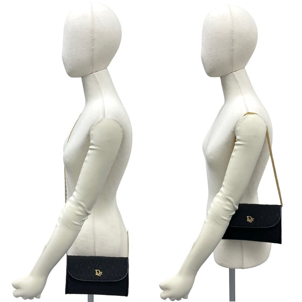 Christian Dior Vintage Honeycomb Pattern Logo Hardware Nylon Leather Chain Sh... - Picture 2 of 9